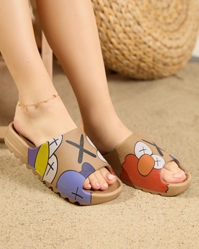 ЗОЛОТЫЕ ЖЕНСКИЕ ТАПОЧКИ С ПРИНТОМ ELMINO 37