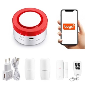 BEZPRZEWODOWA SYRENA ALARMOWA WiFi TUYA SMART PO POLSKU + 2xPIR