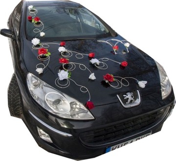 Dekoracja samochodu ozdoby na auto do ślubu 085