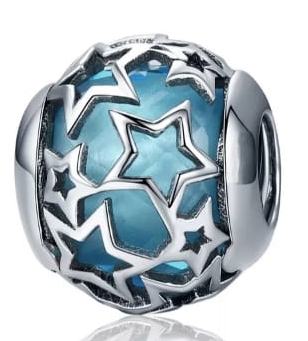 MD CHARMS zawieszka niebieska kulka gwiazdy gwiazdki stars blue | S925