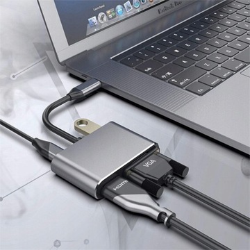 КОНЦЕНТР USB-C АДАПТЕР HDMI 4k VGA USB 3.0 PD