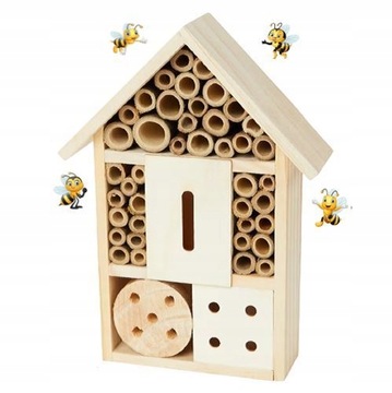 Hotel dla owadów Domek Budka pszczół murarka drewniany Naturalny