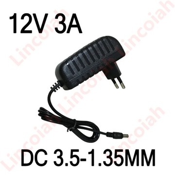 12V 3A 36W 3.5x1.35mm Zasilacz AC/DC Ładowarka do