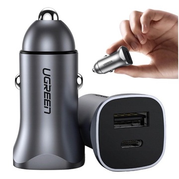 UGREEN SZYBKA ŁADOWARKA SAMOCHODOWA USB-A / USB-C DC 12-24V 30W PD PPS
