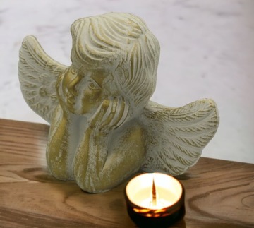 Декоративная фигурка сидящего АНГЕЛА для надгробного памятника, керамическое украшение.