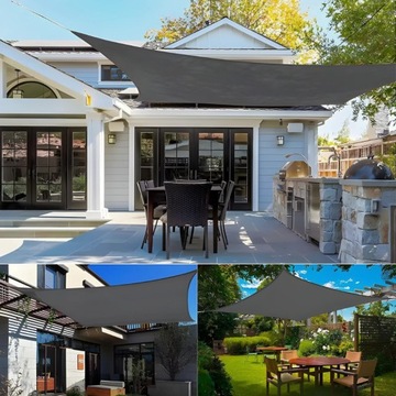 ТЕНТ ПРЯМОУГОЛЬНЫЙ СЕРЫЙ SUN SAIL GARDEN ВОДОНЕПРОНИЦАЕМЫЙ 4х3м