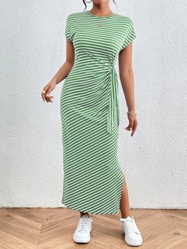 Summer Casual Women Striped Long Dresses Fashion H