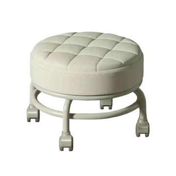 Niski okrągły stołek na kółkach Low Rolling Seat Beżowy