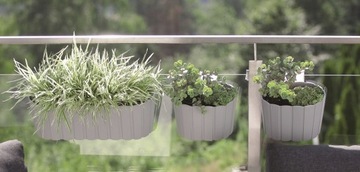 ЦВЕТОЧНЫЙ ГОРШОК, ПОДВЕСНОЙ НА БАЛЮСТРАДЕ БАЛКОНА, СЕРЫЙ, 40 СМ