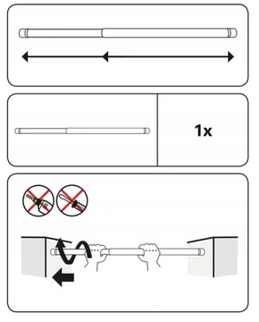 Расширяющийся карниз для душевой шторы черный без сверления 110-200см 25мм