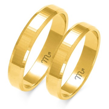 ZŁOTE OBRĄCZKI 585 4 MM DIAMENTOWANE FAZOWANE