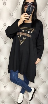 TUNIKA BAWEŁNIANA DUŻE ROZMIARY ASYMETRYCZNA OVERSIZE PLUS SIZE 52-56