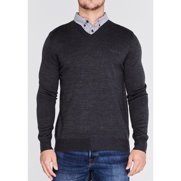 SWETER męski Pierre Cardin wstawka z KOSZULĄ tu S