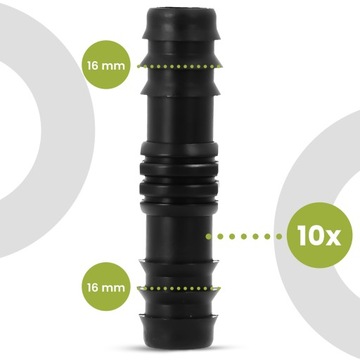 10x PE-соединитель 16x16 мм Вставная заглушка СОЕДИНИТЕЛЬ ШЛАНГА 9A-T Ирригационная система