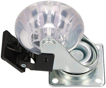 МЕБЕЛЬНОЕ ПОВОРОТНОЕ КОЛЕСО ПРОЗРАЧНОЕ, Ø50, ТОРМОЗ