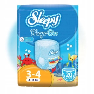 Підгузки для плавання 3-4 SLEEPY Трусики-підгузки для води басейн пляж 4-14 кг