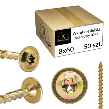 WKRĘTY CIESIELSKIE 8x60 WKRĘT TORX TALERZOWE 50SZT