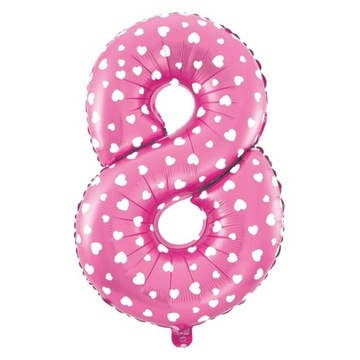 BALON CYFRA 8 RÓŻOWY BALONY URODZINOWE NA URODZINY