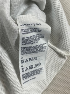 Tommy Hilfiger Sweterek Damski V-neck Biały Logo Unikat Klasyk M L