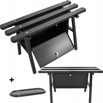 ŁAWKA CMENTARNA ŁAWKA NA CMENTARZ DUŻA SKRZYNKA 4 NOGI - CZARNA