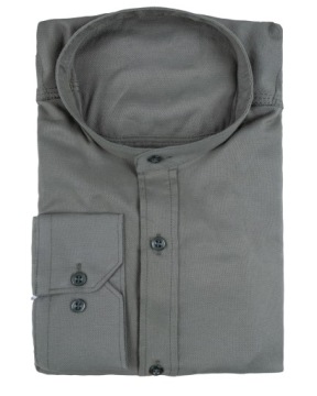 Рубашка мужская зеленая на стойке - приталенный крой - структура - M