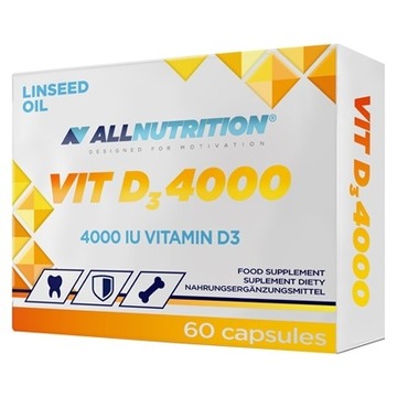 ALLNUTRITION VIT D3 4000 ZDROWE KOŚCI ZĘBY 60 KAP ODPORNOŚĆ STRES MIĘŚNIE
