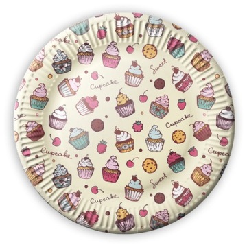 Talerz talerzyki papierowe 23cm T02 MUFFINKI 8szt