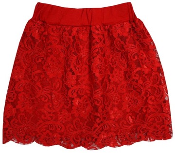 SPÓDNICA ELEGANCKA KORONKA CZERWONA 104 H150C
