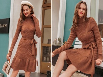 SHEIN SUKIENKA BRĄZOWA MINI KLASYCZNA 38 M