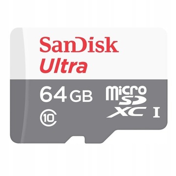 SANDISK 64 ГБ micro SD XC класс 10 ULTRA 100 Мс UHS1