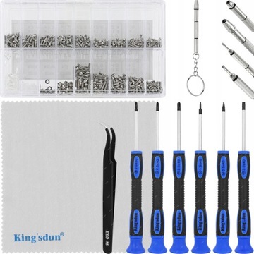 НАБОР ВИНТОВ ДЛЯ РЕМОНТА СТЕКЛОВ, НОСОВ ЧАСОВ, ОТВЕРТКА, Пинцет, Тряпка