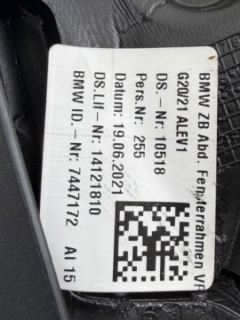 BMW 3 G20 G21 2021 priekinių durų stiklo moldingas 7447172 – nuotrauka 11