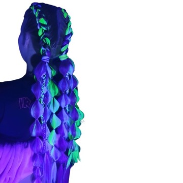 Синтетические волосы для косичек, СВЕТЯЩИЕСЯ ЦВЕТНЫЕ, для детских кос.