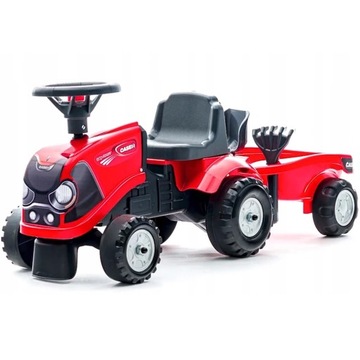 FALK Traktorek Baby Case IH Ride-On Czerwony z Przyczepką + akc. od 12 mies