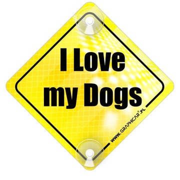 TABLICZKA ODBLASKOWA I LOVE MY DOGS PRZYSSAWKI
