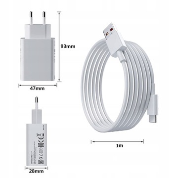 SZYBKA ŁADOWARKA DO XIAOMI REDMI NOTE 33W 3A + KABEL USB TYP C 6A