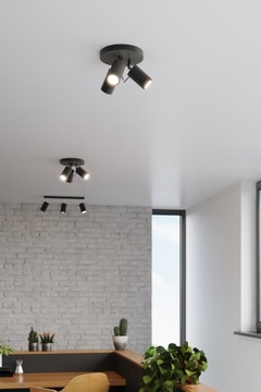 LAMPA Plafon RING 3P czarny GU10 okrągła do sypialni ruchome klosze SOLLUX