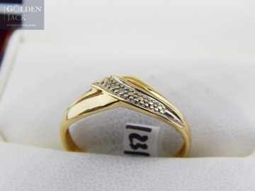 Złoty cudowny pierścionek żółte białe złoto p. 585 roz.11,5 waga 2,01g