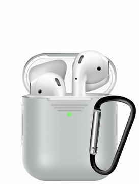 ETUI DO AIRPODS 1/2 Z KARABINKIEM - SZARY