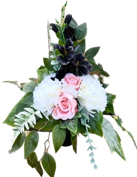 УНИКАЛЬНЫЙ НАБОР искусственных цветов Букет + Оформление букета на могильный памятник