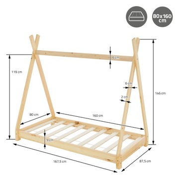 Кровать Типи с реечным каркасом 80х160 см