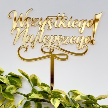 Топпер с днем ​​рождения Торт с надписью Золотое зеркало из плексигласа