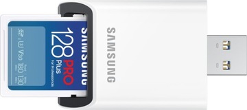 Карта памяти SD Samsung PRO Plus 2023 + устройство чтения 128 ГБ