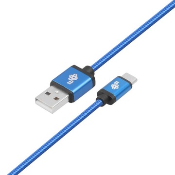Кабель TB USB-USB C, 1,5 м, синий премиум-шнур