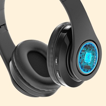 SKŁADANE SŁUCHAWKI STEREO HD Z ŚWIATŁO LED, WBUDOWANY MIKROFON, DO TELEFONU