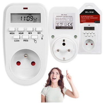 PROGRAMATOR CZASOWY TIMER WŁĄCZNIK CYFROWY LCD WYŁĄCZNIK 8 USTAWIEŃ 1MIN