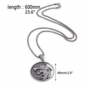 WIEDŹMIN NASZYJNIK WILK WITHER MEDALION 49mm