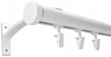 KARNISZ SZYNOWY ALUMINIOWY 28mm BIAŁY 180cm LUNA kpl żabki