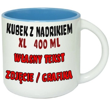 XL kubek z nadrukiem zdjęcie 400ml niebieskiśrodek