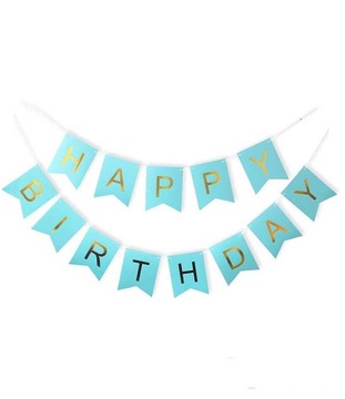 GIRLANDA HAPPY BIRTHDAY urodziny BANER niebieski